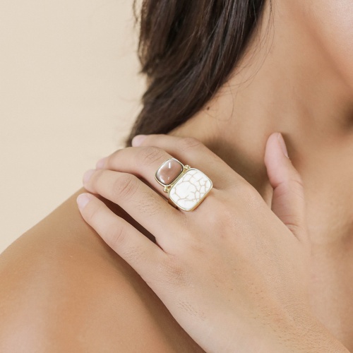 Кольцо Nature Bijoux, Alhambra, разъемное, с перламутром и говлитом, NB25.1-19-25735 коричневый фото 3
